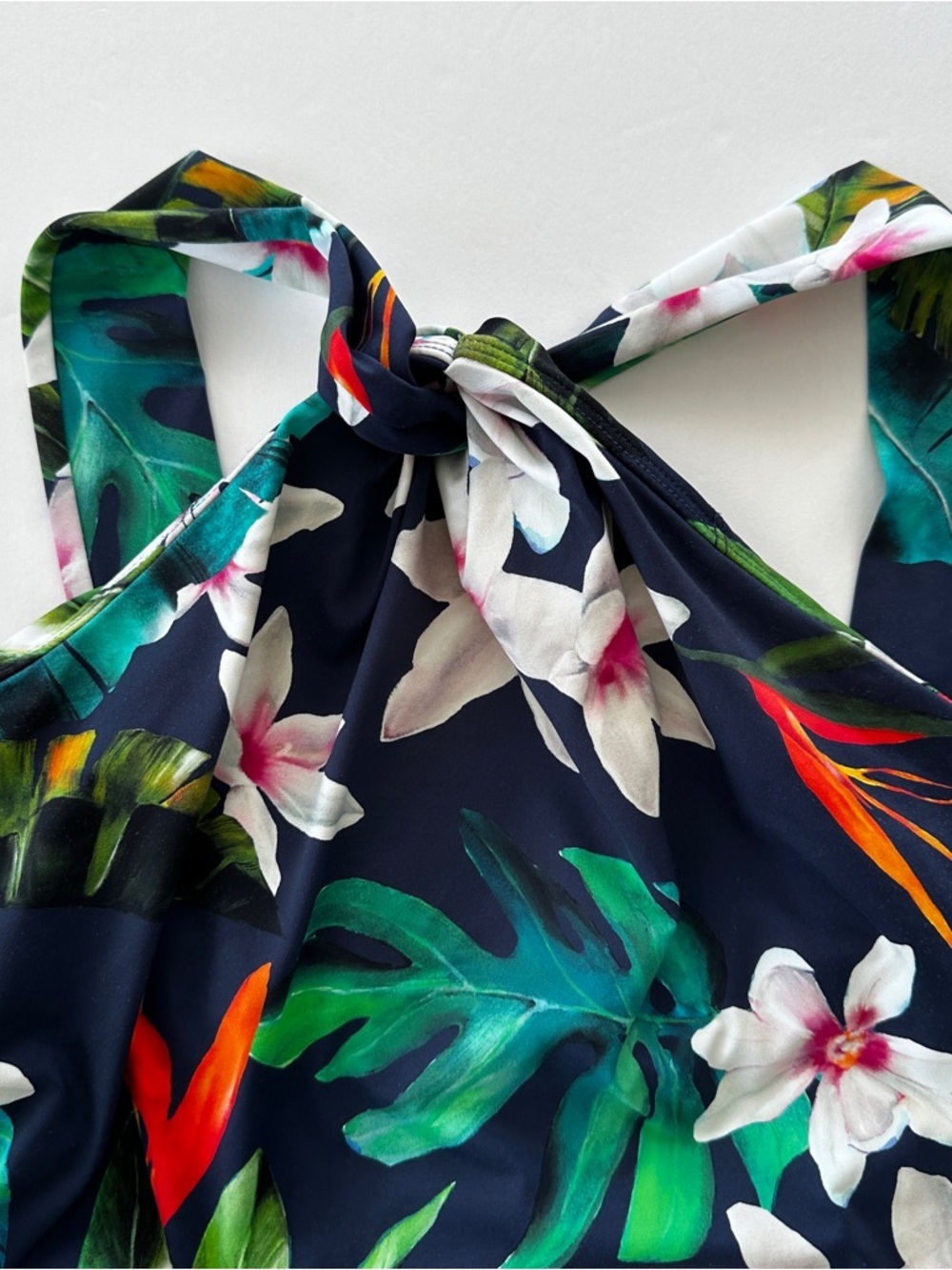 Ralph Lauren Navy Floral One-Piece Swimsuit, Halter Top - Picture 3 of 11
